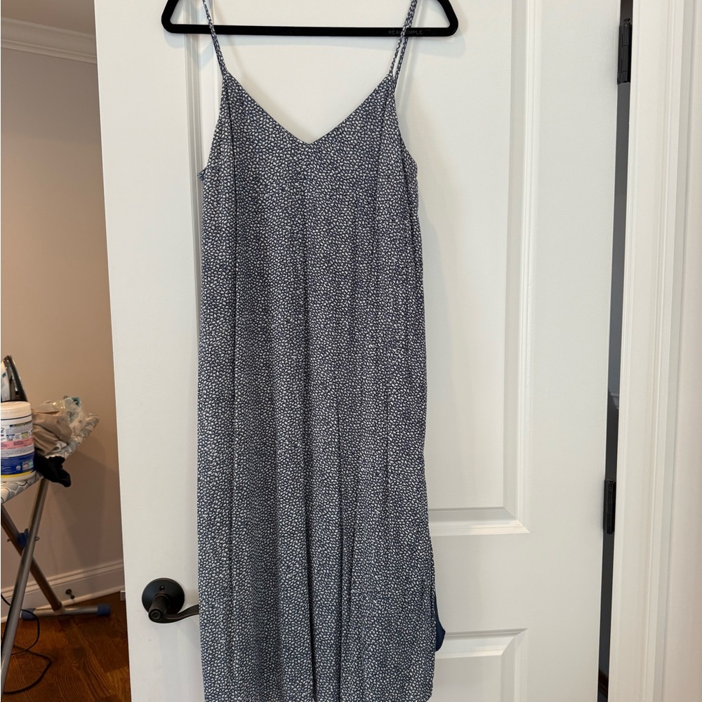Gap Blue Floral Spaghetti Strap Dress With Tie Back